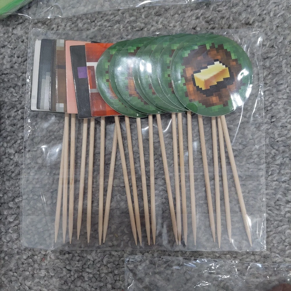 Minecraft Birthday Party Supplies plates plasticware balloons table cloth banner